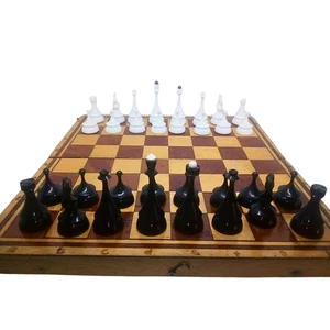 Vintage Soviet Russian Plastic Chess Set Foalding Game Board 40x40 cm 1970s USSR - Picture 1 of 11