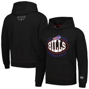 Buffalo Bills HUGO BOSS X Touchback Black Men's Size Medium Pullover Hoodie - Picture 1 of 8