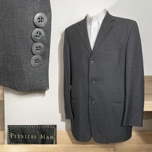 Abrigo Deportivo Hombre Peerless 42L 44L Gris Lana Sólida Tres Botones - Imagen 1 de 11