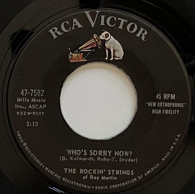 The Rockin' Strings of Ray Martin Who's Sorry Now / Blueberry Hill 45 RCA vg/vg+ - Imagem 1 de 1