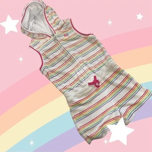 Y2K Nike Terry Cloth Hooded Romper Girls Sz 6X Rainbow MulticolorX - Picture 1 of 11