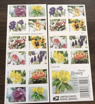 Snowy Beauty Book of 20 USPS Stamps First Class Postage 1 Booklet MNH- FAST SHIP - Image 1 of 4