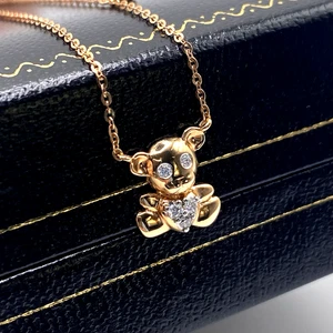 Diamond Pendant Gold Necklace 0.08cts Natural Diamond 18K Gold UK Hallmarked - Picture 1 of 12