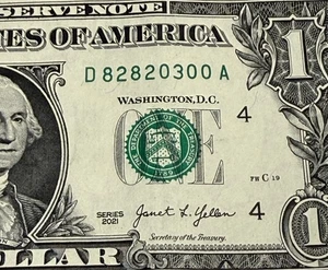 August 28 2030 Birthday Note Fancy Serial Number One Dollar Bill 82820300 - Picture 1 of 3