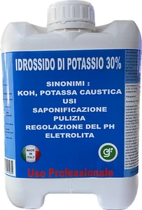 IDROSSIDO DI POTASSIO 5 LT 30% - Potassa Caustica per produzione SAPONI ecc. - Picture 1 of 1