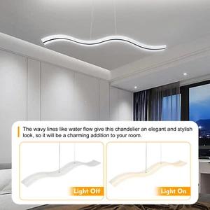 Modern Acrylic LED Wave Chandelier S shape Pendant Light Ceiling Lamp Lamp 38W - Picture 1 of 12