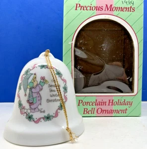 Adorno de campana navideña de porcelana Precious Moments 1994 - Imagen 1 de 4