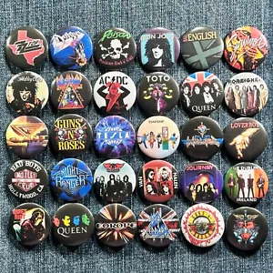 ARENA ROCK anni 80 musica 1,5" bottoni pinback classici rock hard rock band, 30 spille - Foto 1 di 9