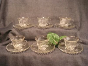 Vint. 6 Sets "Diana" Swirl Demitasse "Expresso" Tassen & Untertassen - Bundesglas - Bild 1 von 1