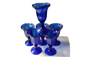 Juego de seis gafas de cóctel de camarón azul cobalto sundae perfectas - Imagen 1 de 3