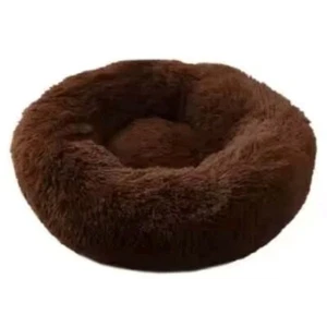 Dog Cushion Round Washable Plush Fluffy Donut Dog Cat House Velvet Mats (Brown) - Picture 1 of 2