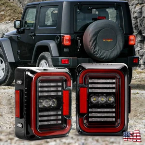 For Jeep Wrangler JK 07-18 Pair LED Tail Lights Stop Lamp Reverse Brake Turning - Picture 1 of 9