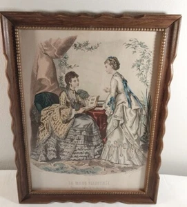 La Mode Illustree Holzrahmendruck französische Frauen viktorianische Mode Vintage Kunst 10 x 13 - Bild 1 von 15