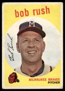 1959 Topps Baseball Card Bob Rush Milwaukee Braves #396 G-VG - Picture 1 of 2