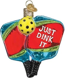 Pickle Ball Paddles, Christmas Tree Ornament, "Just Dink It" - Picture 1 of 3