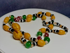 Antique Venetian Trade Glass Beads Necklace Gilded 54cm long - Picture 1 of 12