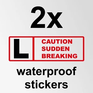 2x Caution Sudden Braking Self Adhesive Stickers, Driving Instructor Stickers - Picture 1 of 2