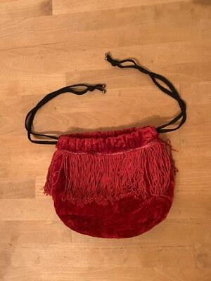 Красная бахрома бархата на шнурке Flapper сумка сумочка маленький вечеринки Дамская сумка 8 x 7 - Изображение 1 из 4