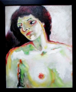 SÜDLÄNDISCHE SCHÖNE, Akt, Ölbild, Leinen, signiert mit Rahmen 46x57cm - Bild 1 von 5