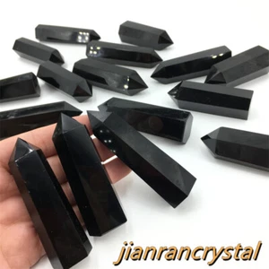 Natural Obsidian Obelisk Crystal Wand Point Quartz Tower Healing 1pc - Picture 1 of 11