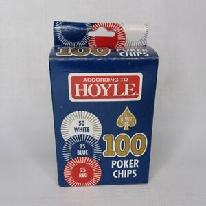 HOYLE  Plastic Poker Chips Box Of 100 Red White & Blue