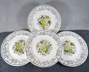 4 Lovely Quality Vintage Kathie Winkle Manderley Ironstone Floral Dinner Plates - Picture 1 of 9