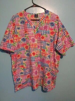 BARCO Uniforms Multi-Colored Hospital Scrub Top! Size Large - Image 1 of 2