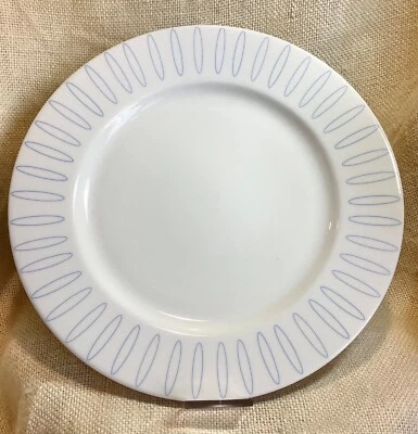 Marshall Field’s MARKETPLACE blanco 11 pulgadas plato azul patrón ovalado atómico Foto 1 de 4