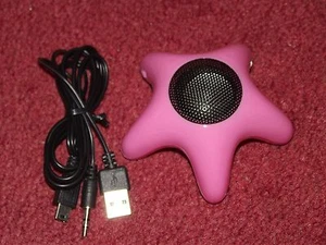 MINI RECHARGEABLE SPEAKER COMES WITH LEAD - PINK STAR DESIGN - Zdjęcie 1 z 2