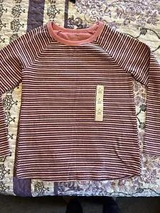 Cat & Jack Girl’s Size (10/12) Pink Striped Long Sleeve Crew Neck Shirt BNWT! - Picture 1 of 5