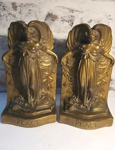 Salvatore Morani Rüstung Bronze verkleidet signiert Engel Frieden Buchstützen - Bild 1 von 11