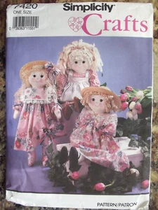 Simplicity Crafts Pattern #7420-Rag Doll and Clothes for 24" Doll - Picture 1 of 2
