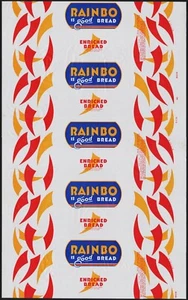 Vintage bread wrapper RAINBO from 1956 Sacramento Chico California new old stock - Picture 1 of 2