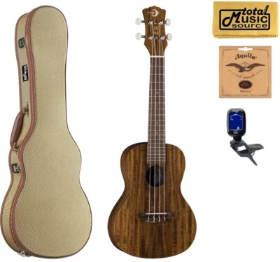 Luna UKE ACC Uke Flamed Acacia Concert Ukulele Tweed Case Bundle - Image 1 of 4