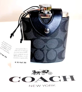 Coach CE786 Flask Signature Canvas Charcoal/Gunmetal NEW 🎀NIP🎁NWT - Picture 1 of 10
