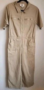 NWT Hunter & Brown Sz L Taupe Gray Zip Front Jumpsuit Cotton Blend - Picture 1 of 8