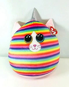 Ty Squish A Boos 12" Unicorn Cat Heather Unicat Rainbow Stripe XL Stuffed Plush - Picture 1 of 4