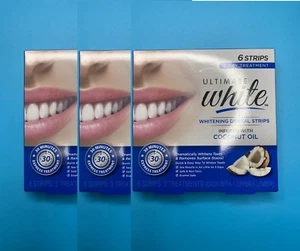 Ultimate White Whitening Dental Strips Infused With Coconut Oil 3-Pack Exp2026 - Picture 1 of 6