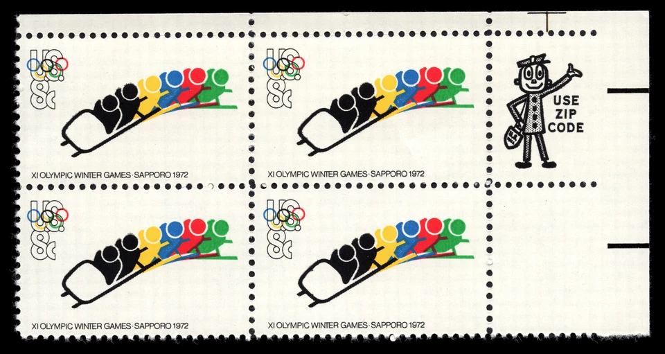 US Scott # 1461, Olympic Bobsledding, Zip Block of 1972 8¢ Stamps, MNH - Image 1 of 1