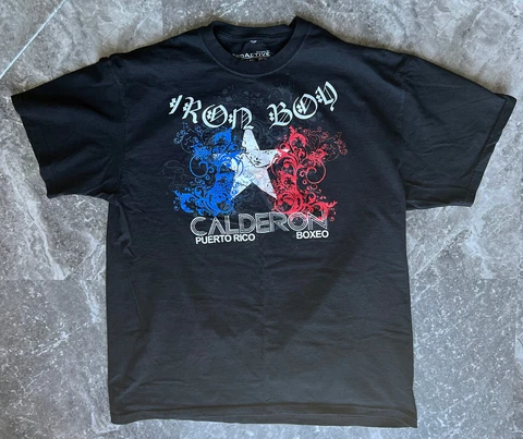 IVAN Iron Boy CALDERON T-Shirt Sz XL BLACK Puerto Rico RARE Proactive Boxing CO Cover