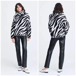 New $450 Rag & Bone Kiki Funnel Neck In Black White Size: Medium - Picture 1 of 5