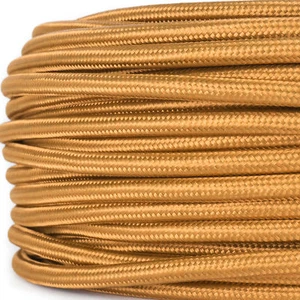 Textilkabel für Lampe, Stoffkabel, Elektrokabel, Strom-Kabel, 3-adrig, Hellbraun - Bild 1 von 2