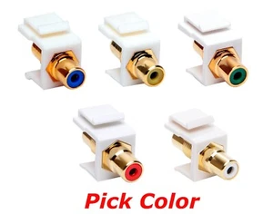 RCA Keystone Wall Plate Insert Snap-In Coupler - White, Red, Yellow, Blue, Green - Picture 1 of 6