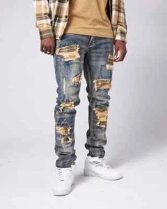 Mens Big & Tall Evolution Denim Blue Jean Khaki Wash Stretch Jean Size 46 Street - Picture 1 of 5