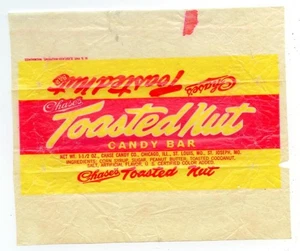 Envoltura de barra de caramelo Chase's Toasted Nut de la década de 1940 1-1/2 oz - Chicago St Louis St Joseph - Imagen 1 de 2