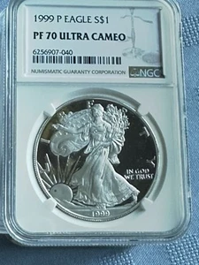 1999-P PF-70 NGC ULTRA CAMEO American silver eagle . - Picture 1 of 2