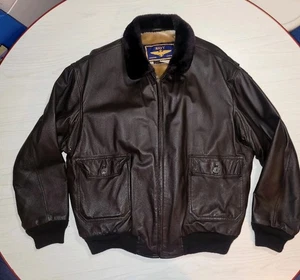 Vintage Navy Airborne Leathers Jacket Mens XL Brown Bomber Pilot - Picture 1 of 3