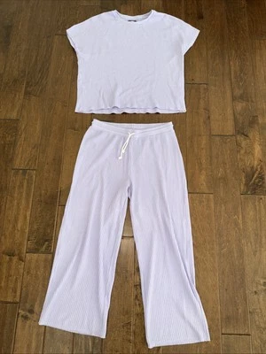 Roots Womens Waffle Knit Lounge Set Purple Size L - Image 1 of 4