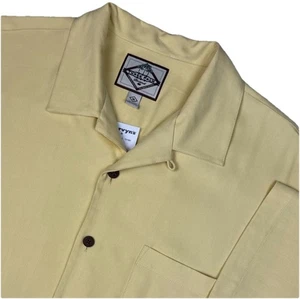 Vintage drei Palmen Seide Knopfleiste Hemd Herren Medium gelb Y2K Deadstock Schleife - Bild 1 von 12