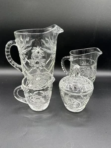 Anchor Hocking Prescut Star of David Glass Set Pitchers Creamer Sugar Bowl (PF) - Picture 1 of 22